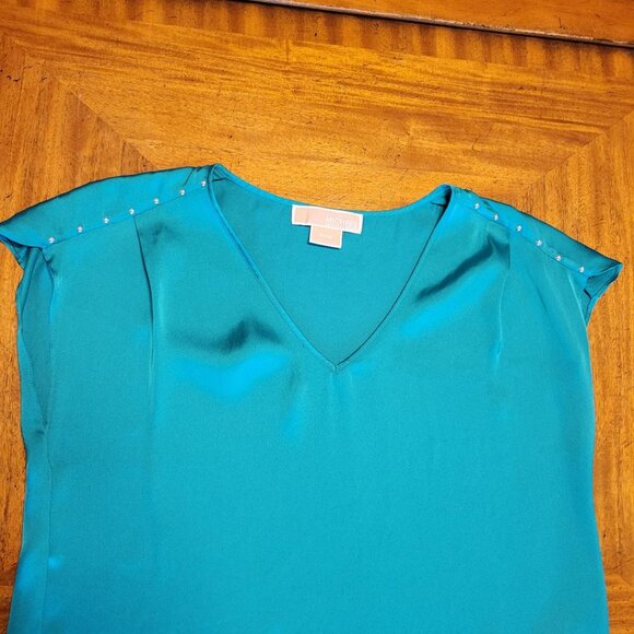MICHAEL Michael Kors Teal Satin Blouse - Picture 4 of 9